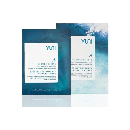 YUNI Beauty Large Body Wipes, Peppermint Citrus, 12 Count, Compostable, Biodegradable, No Rinse Body Cleanser, On-the-Go Shower Alternative