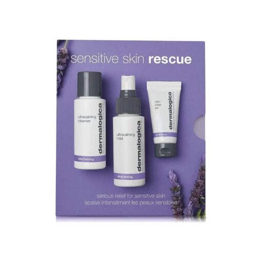 Dermalogica Sensitive Skin Rescue Kit - Set Contains : Face Wash, Toner, and Face Moisturizer - Skin Care To Calm, Soothe and Minimize Irritation