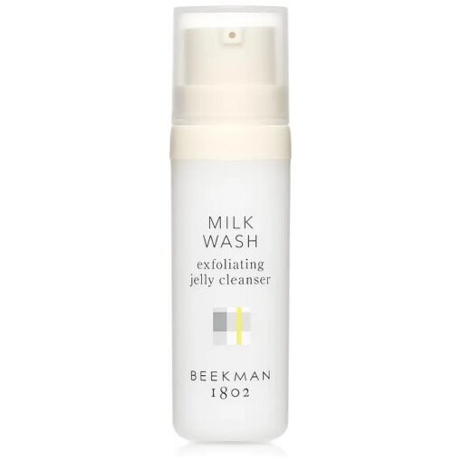 Beekman 1802 Milk Wash Exfoliating Jelly Cleanser - With Goat Milk + 100 % Natural AHAs & BHAs - Dissolves Makeup, Helps Control Oil & Gently Exfoliates - Cruelty Free