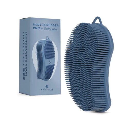 Exfoliating Silicone Body Scrubber Pro 2-in-1 Shower Scrubber for Body, Silicone Loofah and Body Exfoliator ( Dark Blue, Body + Exfoliate )