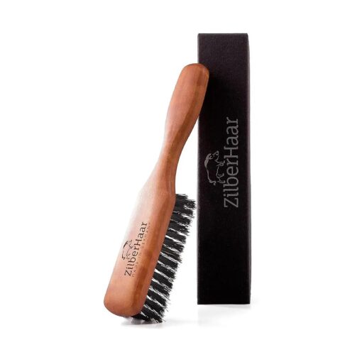 Beard Brush by ZilberHaar - Stiff Boar Bristles - Beard Grooming Brush for Men - Straightens and Promotes beard growth - Works with Beard Oil and Balm to Soften Beard - For beard kits - 6 inches long