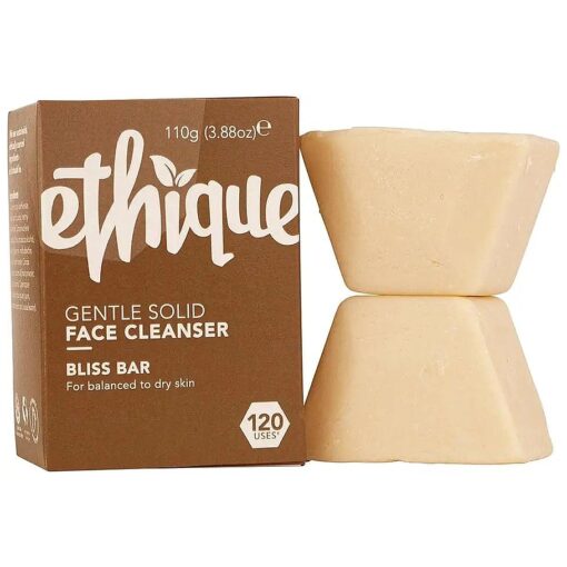 Ethique Gentle Solid Face Cleanser for Balanced to Dry Skin - Bliss Bar - Plastic-Free, Vegan, Cruelty-Free, Eco-Friendly, 3.88 oz ( Pack of 1 )