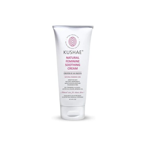 Kushae Feminine Soothing After Shave Cream - OB/GYN Made, Natural, Fragrance Free, Aloe-Based, pH Balanced Intimate Moisturizer for Women 4oz