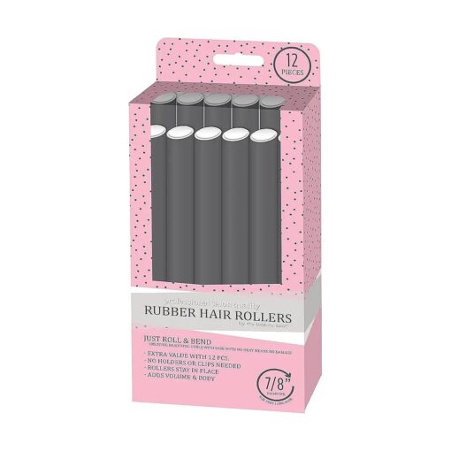 Flexi Rods Foam Hair Rollers 7/8" Professional Salon Quality Rubber Hair Rollers for Long, Medium and Short Hair ( Grey )