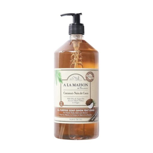 A LA MAISON French Liquid Hand Soap, Pure Coconut - Natural Hand Wash Made with Essential Oils - Biodegradable, Plant-Based, Vegan, Cruelty-Free, Alcohol & Paraben Free ( 33.8 oz size, 1 Pack )