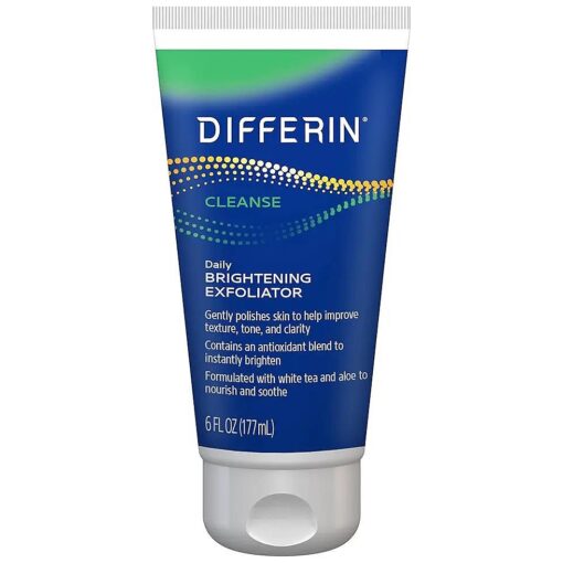 Differin Face Scrub Daily Brightening Exfoliator, Improves Tone and Texture for Acne Prone Skin, Green, 6 Fl Oz ( Packaging May Vary )