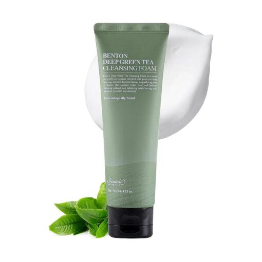 BENTON Deep Green Tea Natural Face Wash ( 4.23 oz, ) - Hydrating and Gentle Facial Cleanser for Various Skin types, Korean Foaming Facial Cleanser