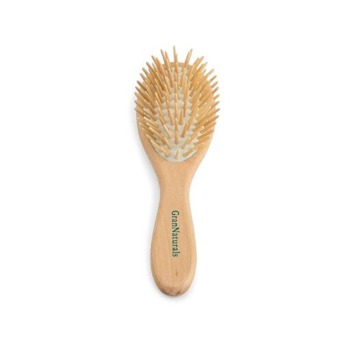 GranNaturals Wooden Brush with Wooden Bristles -Oval Wood Curly Hair Brush for Detangling and Styling for Womens Hair