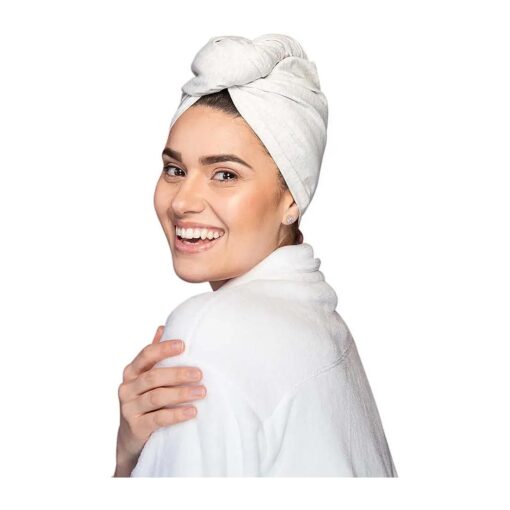 Tee Shirt Drying Wrap, Frizz Free, Soft & Lightweight, Hair Drying Turban, Gentle Drying Towel Wrap with Button, for Long Hair ( Salt & Pepper )