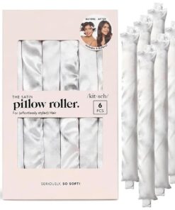 Satin Pillow Rollers for Hair - Soft Rollers for Hair, Softer than Silk Rollers for Hair Styling, Flexible Curling Rod, Satin Rollers for All Hair Types, Heatless Satin Hair Curler - 6pc Marble