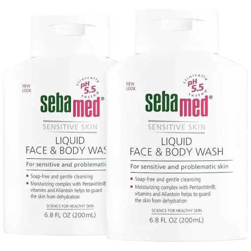 Sebamed Liquid Face and Body Wash pH 5.5 Mild Dermatologist Recommended Hydrating Cleanser for Sensitive Skin 6.8 Fluid Ounces ( 200 Milliliters ) Pack of 2