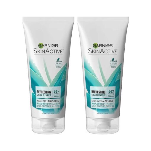 Garnier SkinActive Cream Face Wash with Aloe Juice, Dry Skin, 2 Count