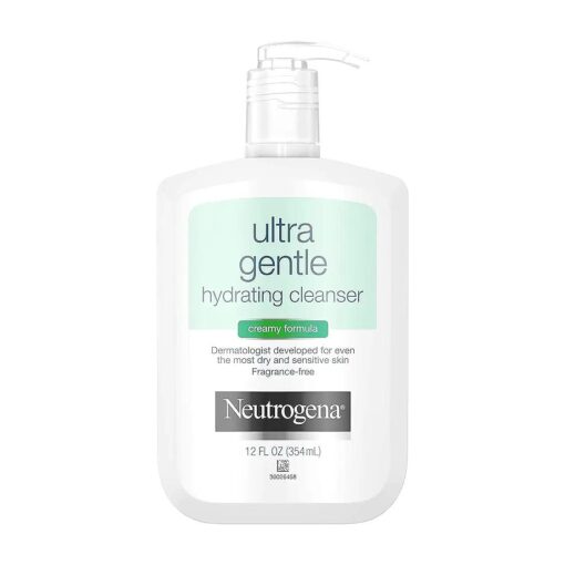 Neutrogena Ultra Gentle Hydrating Facial Cleanser, Non-Foaming Face Wash for Sensitive Skin, Gently Cleanses Face Without Over Drying, Oil-Free, Soap-Free, Fragrance-Free, 12 fl, oz