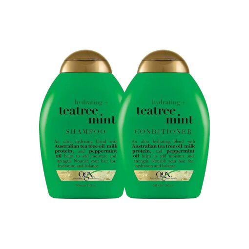 OGX Hydrating + Tea Tree Mint Conditioner, Nourishing & Invigorating Scalp Conditioner with OGX Hydrating + Tea Tree Mint Shampoo