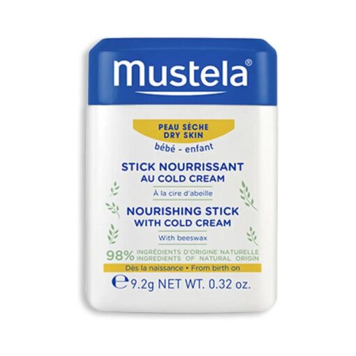 Mustela Baby Nourishing Stick - Lip & Face Moisturizer for Dry Skin - with Natural Avocado, Cold Cream & Beeswax - 0.32 oz, - Packaging may vary