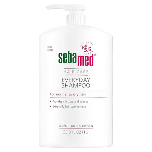 seba med Everyday Shampoo for All Hair Types and Sensitive Scalp 33.8 Fl, Oz ( 1L ) Hypoallergenic Dermatologist Recommended pH 5.5 Soap and Alkali Free