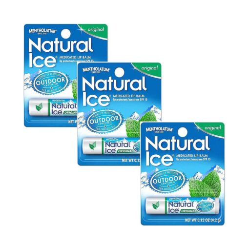 Mentholatum Natural Ice Lip Balm Original SPF 15 1 Each ( Pack of 3 )