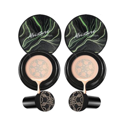 CAHIUYOA 2PCS Mushroom Head Air Cushion CC Cream BB Cream Mushroom Head Foundation Full Coverage Foundation Makeup Long Lasting Moisturize Matte Concealer - Natural