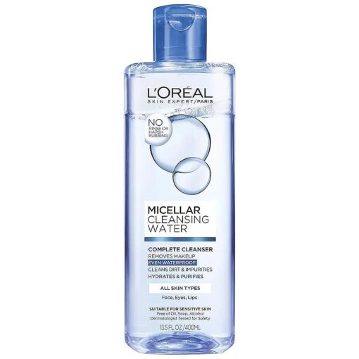 L'Oreal Paris Skincare Micellar Cleansing Water Complete Cleanser to Remove Makeup, Gentle Cleanser, Makeup Remover, 13.5 Fl Oz