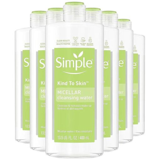 Simple Kind to Skin Cleansing Water Cleanser and Makeup Remover for All Skin Types Micellar Boosts Skin 's Hydration by 90 percent 13.5 oz, Pack of 6 ( Packaging May Vary )