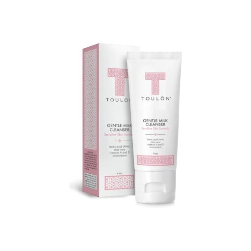 TOULON Gentle Milk Cleanser : Face Wash for Dry & Sensitive Skin ; Mild Facial Cleanser with AHA, Lactic Acid, Aloe Vera & Antioxidants for Women