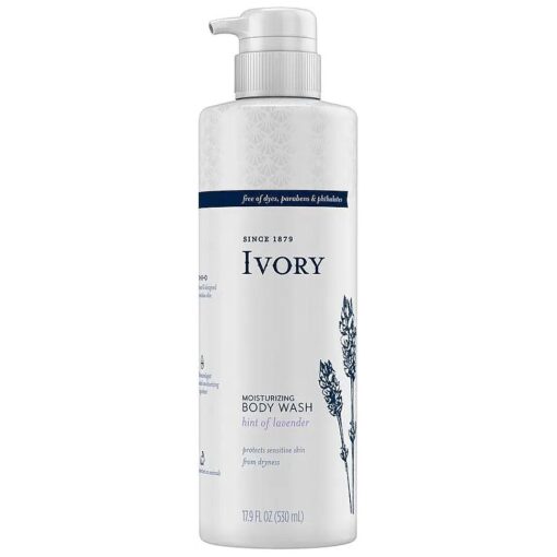 Ivory Moisturizing Body Wash Hint of Lavender, 17.9 Fl oz, 4.673 Lb