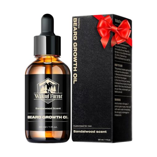 Beard Oil, [ Thicker Beard ] Beard Growth Oil Sandalwood with Vitamin E, Rosemary, Castor, Argan, Almond Gifts for Men Teacher Appreciation Gifts