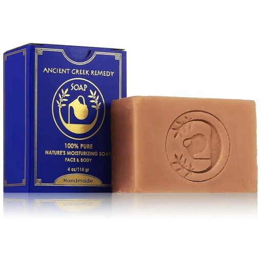 Ancient Greek Remedy Organic Face and Body Soap Bar for Dry, Normal and Sensitive Skin, Gentle Wash Treatment for Acne, Eczema, Psoriasis, Dark Spot and Rosacea for Women, Men, pack of 1