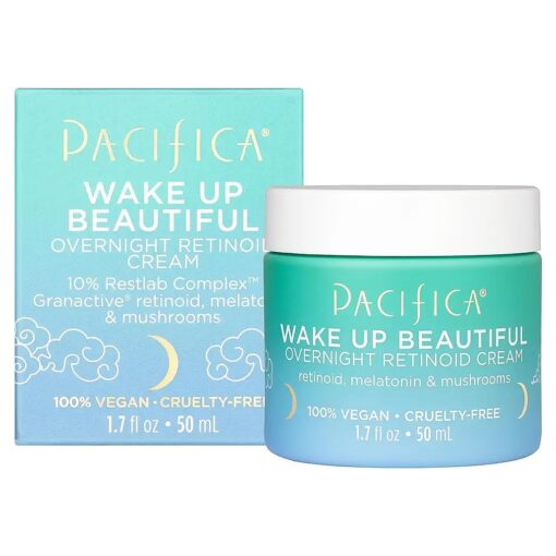 Pacifica Beauty, Wake Up Beautiful Overnight Retinoid Night Face Cream, Moisturizer for Dry and Aging Skin, Gentle for Sensitive Skin, Hyaluronic Acid + Melatonin, Clean, Vegan & Cruelty Free