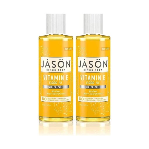 Jason Naturals Vitamin E 5000 IU Skin Oil ( Pack of 2 ) with Sunflower Oil, Safflower, Rice, Avocado, Sweet Almond, Apricot and Wheat, 4 oz, Each