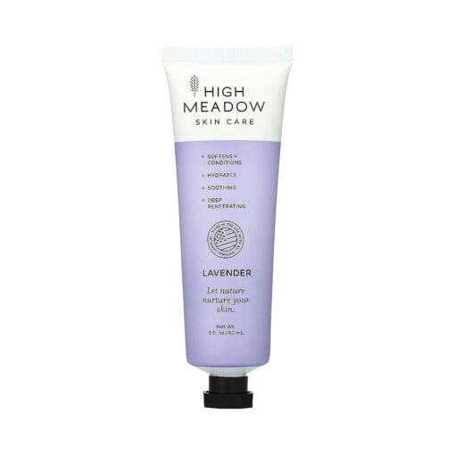 High Meadow Lanolin Skin Cream - Deep Hydration Formula for Soft, Radiant Skin Care - Repairs Dry and Cracked Skin on Hands, Feet & Elbows - Multi-Purpose Soothing Lotion - 3.0 Oz Lavender Moisturizer