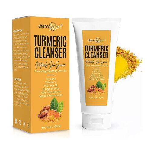 Turmeric Facial Cleanser - Natural Anti Aging Exfoliating, Nourish & Glowing Cleanser for Clearing Acne Scars, Age Spots, Sun Damage, Discoloration- 5 OZ