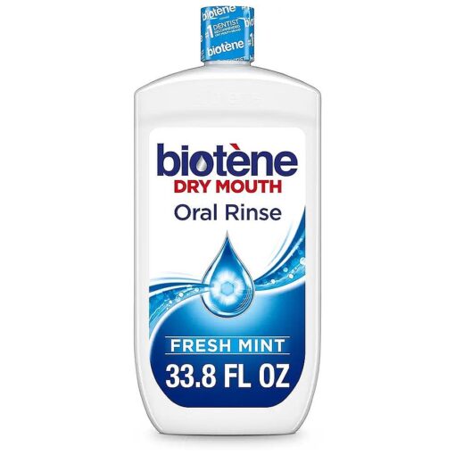 biotene Oral Rinse Mouthwash for Dry Mouth, Breath Freshener and Dry Mouth Treatment, Fresh Mint - 33.8 fl oz