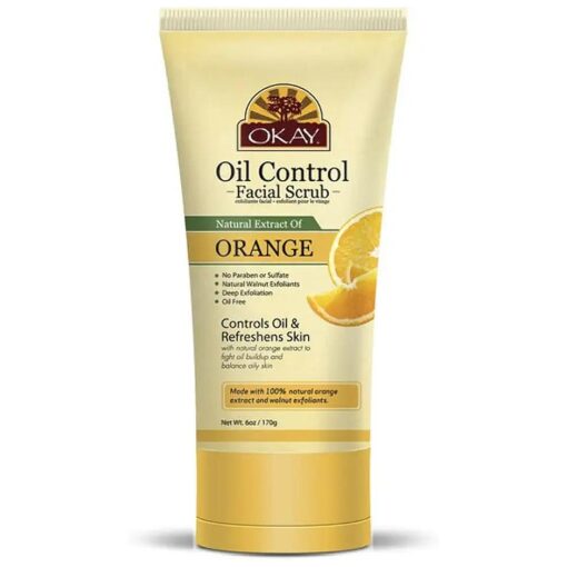 Orange Facial Scrub for Oil Control Deeply Exfoliates Removes Dirt Leaves Skin Freshly Cleansed, Moisturized & Energized Helps Clear Blemishes, Minimize Pores, Leaves Skin Smooth Alcohol, Sulfate, Paraben Free Made in USA 6oz