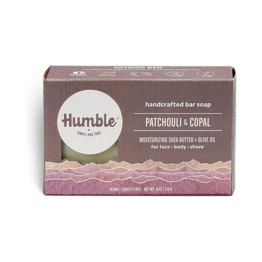 Humble Brands Handcrafted Bar Soap, Organic Cold Processed Soap Bars, Moisturizing Face & Body Cleanser - Patchouli & Copal