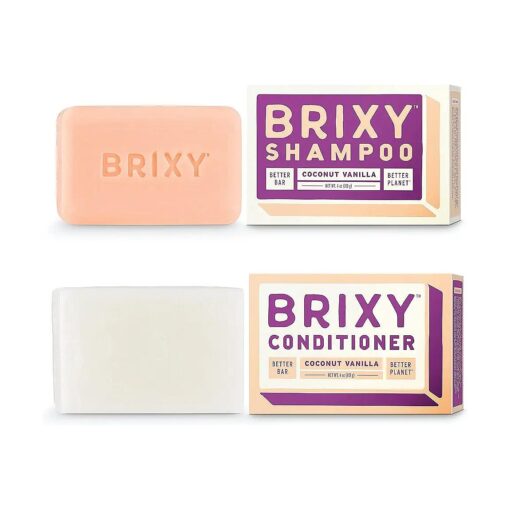 BRIXY Balancing Shampoo and Conditioner Bar Set - Controls Oil And Hydrates Strands, All Hair Types, pH Balance, Color Safe, Removes Build Up, Vegan, Plastic Free