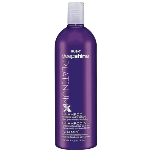 RUSK Deepshine PlatinumX Shampoo, 33.8 Oz, Gentle Cleansing Shampoo, Brightening Boost for Platinum, Silver, Gray, White, and Blonde Hair, Removes Yellows to Brighten Hair