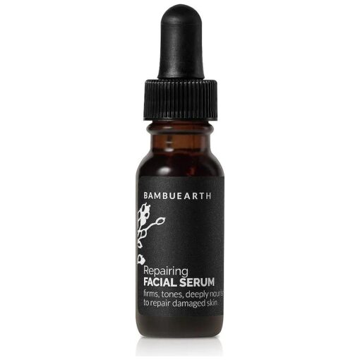 Bambu Earth Gentle Rosehip & Vitamin C Facial Serum Mini - Organic Ingredients for Radiant Skin, Helps Support Skin 's Natural Recovery from Sun Exposure and Uneven Tone ( 0.5 oz )