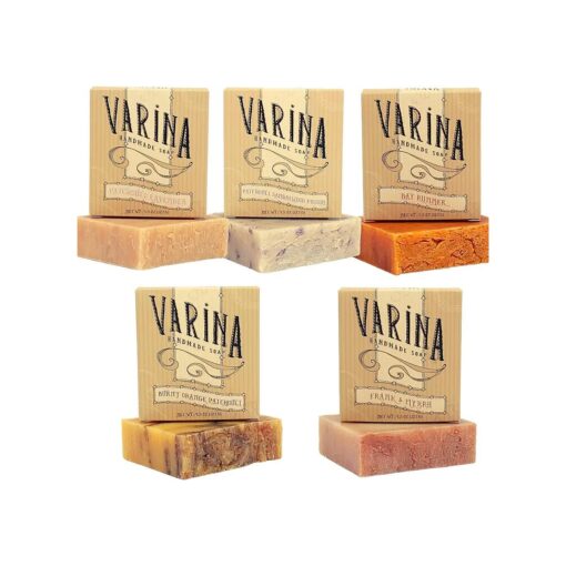 Varina Patchouli Soap Variety -5 Pack - Gentle Cleansing for Sensitive Skin, Earthy Scents Handmade Soap