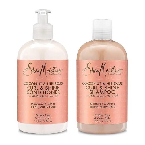 SheaMoisture Shampoo and Conditioner Set, Coconut & Hibiscus Curl & Shine with box