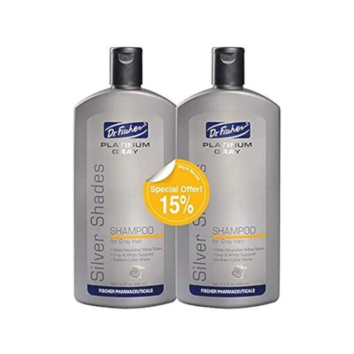 Dr. Fischer Nourishing Platinum Shampoo for Men & Women with Gray/White/Colored hair - TWIN PACK ( each shampoo 13.5 fl, Oz