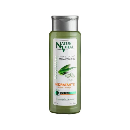 Natur Vital Sensitive Shampoo Moisturizer with Organic Grown Aloe Vera Extract Suitable for Dry, Treated Hair & Sensitive Scalp Hypoallergenic - 300 ml