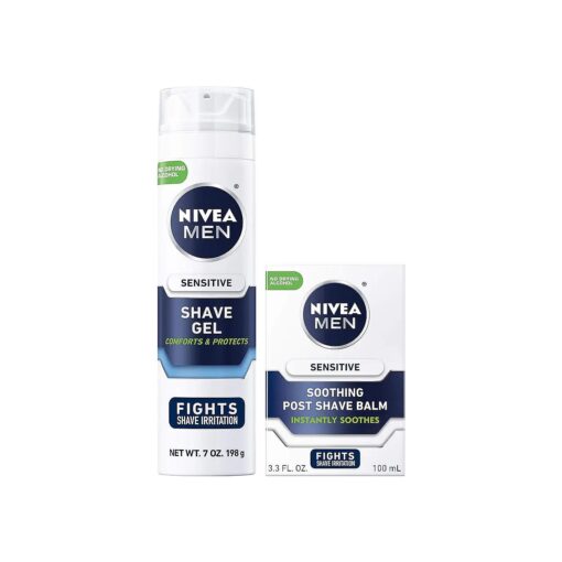 NIVEA MEN Sensitive Shaving Skin Care Gift Set, Sensitive Shave Gel and Sensitive Post Shave Balm, 2 Pack