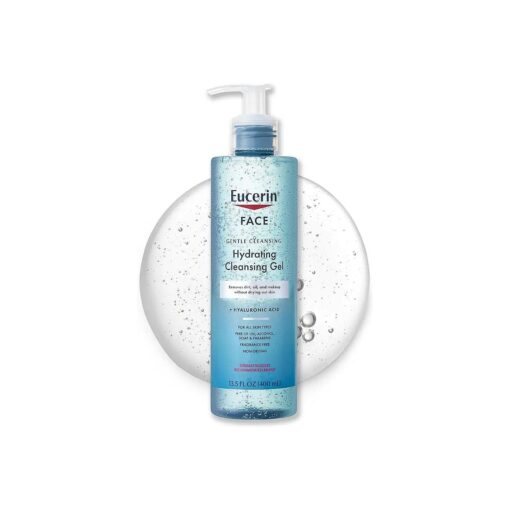 Eucerin Face Gentle Cleansing Hydrating Cleansing Gel, Daily Face Wash and Makeup Remover with Hyaluronic Acid, 13.5 Fl Oz Bottle