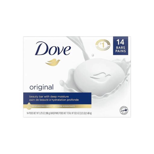 Dove Beauty Bar Cleanser for Gentle Soft Skin Care Original Made With 1/4 Moisturizing Cream 3.75 oz, 14 Bars