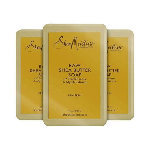 SheaMoisture Face and Body Bar Soap for Dry Skin with Paraben Free, Raw Shea Butter, Myrhh, 8 Ounce, ( Pack of 3 )