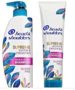 Head & Shoulders Supreme Sulfate Free Shampoo and Conditioner Set for Dry Scalp and Dandruff Treatment, Soothe and Strengthen with Argan Oil and Rose Essence, 21.2 Fl Oz