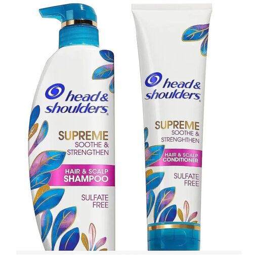 Head & Shoulders Supreme Sulfate Free Shampoo and Conditioner Set for Dry Scalp and Dandruff Treatment, Soothe and Strengthen with Argan Oil and Rose Essence, 21.2 Fl Oz