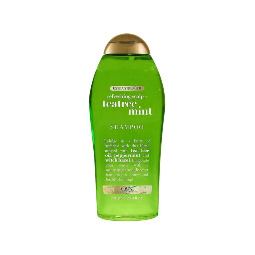 OGX Extra Strength Refreshing Scalp + Teatree Mint Shampoo, Invigorating Scalp Shampoo with Tea Tree & Peppermint Oil & Witch Hazel, Paraben-Free, Sulfate-Free Surfactants, 25.4 Fl Oz