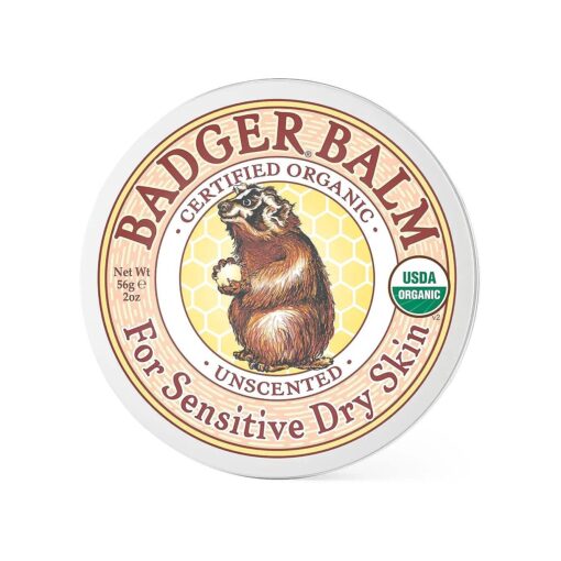 Badger - Unscented Dry Skin Balm, Sensitive Skin Balm, Moisturizing Balm for Dry Cracked Skin, Unscented Balm, Skin Moisturizer Balm, 2 oz